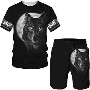 Summer 3D Wolf Printed Men's T-Shirt/Suit Hip Hop O-Neck Short Sleeve Tees & Shorts Two Piece Set Cool Animal Sportswear Tracksuit - Product Image 4