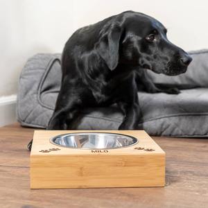 Wood stand holder <b>for</b> single feeding <b>bowls</b> natural wooden <b>raised</b> stands of pet <b>dog</b> cat feeder <b>bowl</b> - Product Image 4