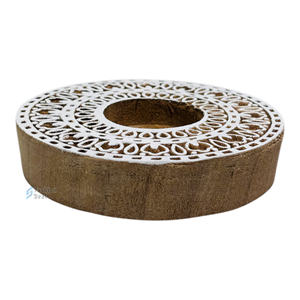 Support de bougie chauffe-plat en bois fait main, écologique, imprimé bicolore (sans bougie chauffe-plat) – Offre mode intelligente pour cadeaux de festival - Product Image 5