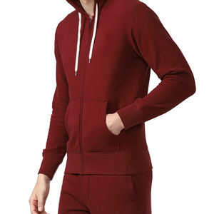 Pull-over athlétique décontracté à capuche pour hommes personnalisé en relief solide 100% coton hiver à manches longues tissu polaire léger pour le sport - Product Image 1