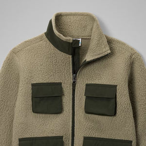 Sweat-shirt pour garçons avec poches et fermeture éclair, col montant, design décontracté avec logo personnalisé, couleur contrastée, manches longues - Product Image 2