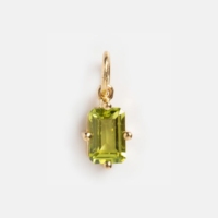 Breloque pendentif à facettes rectangle péridot, ensemble de broches plaqué or avec caution en argent sterling 925, bijoux en cristal de guérison pour femmes