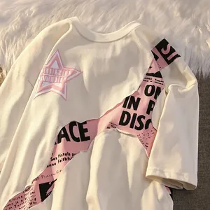 Premium Women's Slim <b>T</b>-<b>Shirt</b> 300 GSM Customizable Fabric Multi-Patch Boxy Fit Oversized Tee Sleeveless Summer Print OEM - Product Image 5