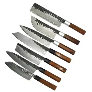 All Purpose Professional Kitchen Knife Set Made with High Carbon Steel With Wood Handle | Leather Sheath |Butcher Knife se