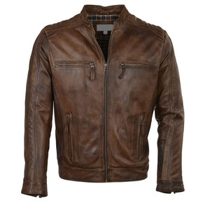<b>Men's</b> Waterproof Breathable <b>Racing</b> Motorbike Genuine Leather Stand <b>Jacket</b> Zipper Closure Winter Moto Riding Customizable Label - Product Image 1
