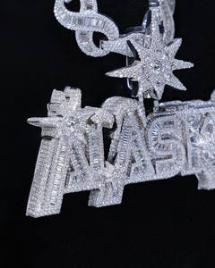 Colgante con Inicial Personalizada para Hombre, Plata de Ley 925, Diamante Moissanite VVS, Estilo Hip Hop, Colgante con Nombre de Letra con Incrustaciones, IGI - Product Image 3