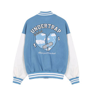 Chaqueta universitaria cálida de invierno estilo callejero para hombre con cuello levantado Etiqueta Privada parches de chenilla uso informal - Product Image 2