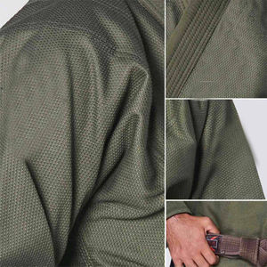 Kimono de Jiu-Jitsu vert olive extensible, uniforme en coton lourd, arts martiaux, couture renforcée, logo personnalisé, haute qualité, 200GSM - Product Image 4
