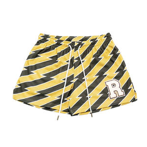 กางเกงขาสั้นตาข่ายสไตล์ไฮสตรีทพร้อมแผ่นผ้ากำมะหยี่สำหรับใส่5in กางเกงเอวขนาดกลางพิมพ์ลายด้วยการระเหิดหลากสี - Product Image 5