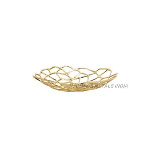 Bol décoratif en métal argenté de haute qualité forme incurvée élégante avec support croisé doré pour salle à manger de luxe et décoration intérieure élégante - Product Image 4