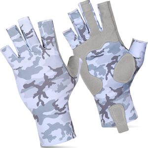 Lightweight Polyester Camouflage Fishing <b>Gloves</b> with <b>Fingerless</b> Design Sun Protection and Breathable Comfort - Product Image 1