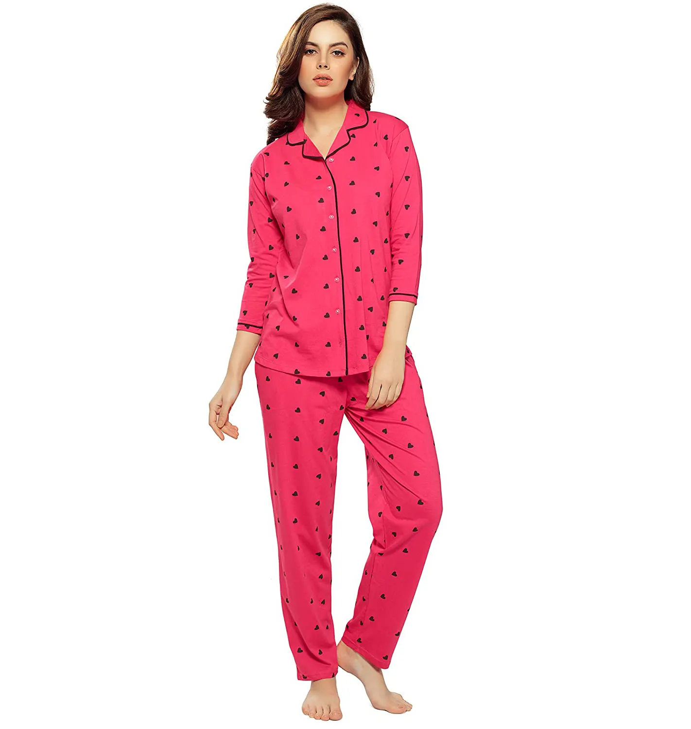 Abbigliamento da notte stampato in cotone con Logo personalizzato per le donne pigiama da notte Set Sleep Wear abiti da notte traspiranti