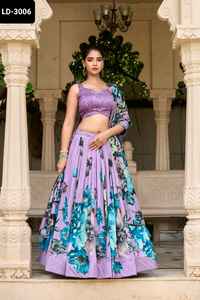 Plus belles femmes mariage et festival fonction Tussar soie Lehenga Choli avec imprimé floral travail dernier style Lehenga ensemble - Product Image 4