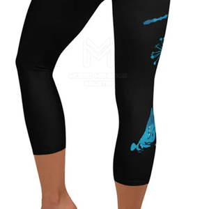 High Quality Elastic Active Wear Capri <b>Leggings</b> for Women Quick-Drying Mid Waist Workout Pants for Gym Solid <b>Pattern</b> - Product Image 6