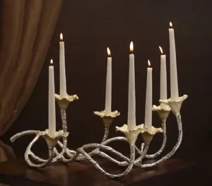 เชิงเทียนทำจากแก้วรูปทรงดอกไม้ทำจากอลูมิเนียมสำหรับตกแต่งบ้านพร้อมชุบนิกเกิลด้านสำหรับคริสต์มาส - Product Image 4