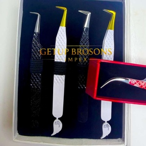 Pince à épiler pour cils GETUP BROSONS IMPEX de haute qualité en acier inoxydable, plusieurs couleurs, pointe lisse, poignée diamantée, antimagnétique - Product Image 5