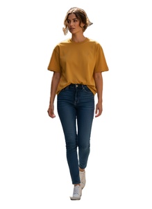 Camiseta de Cuello Redondo de Manga Corta, Transpirable, Informal, para Mujer, Corte Regular, Premium, en Color Amarillo Vibrante, Tejido Jersey - Product Image 5