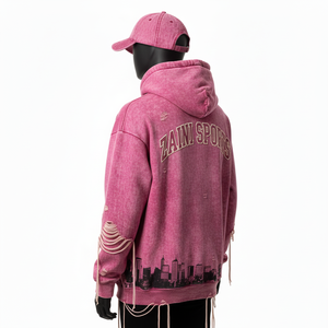 Sudadera Premium con Lavado Ácido, 320GSM, Mezcla de Algodón Grueso, Tacto Suave, Diseño Desgastado, Bordado con Logotipo Personalizado, Sudadera Básica - Product Image 3