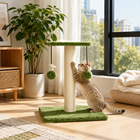 Tiang Garukan Kucing Ramah Lingkungan, Tahan Lama, dari Tali Sisal Alami, Mainan Gantung untuk Kucing Indoor, Desain Ringkas, Kemasan Kardus