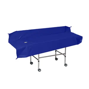 TOUTHEO 4 Folding Side and Ajustable Shower Bed Bath Trolley Shower Trolley for Bed Transfer at Home and Hospital Blue