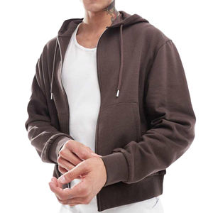 OWN FACTORY Cropped Boxy Fit Zip up Hoodies para hombres de alta calidad French Terry Acid Wash Patch Bordado Hoodies Factory - Product Image 2