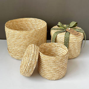 Panier de rangement rond en rotin naturel tressé à la main avec couvercle, décoration d'intérieur, boîte cadeau, fabrication au Vietnam - Product Image 4