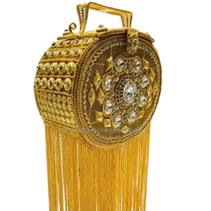 Suministro directo de fábrica, bolsas de latón Kundan de noche con diamantes de imitación, trabajo para niñas, uso de fiesta, bolsas de la India - Product Image 1
