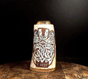 Taza de cuerno vikingo de 600ml de calidad superior, vasos de cristal personalizables para café, Navidad, venta al por mayor - Product Image 2