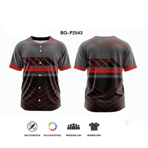 Diseño sólido 240 GSM Estilo casual Tela de Jersey de béisbol para hombres Camisetas Impresión de transferencia de sublimación con patrón - Product Image 6