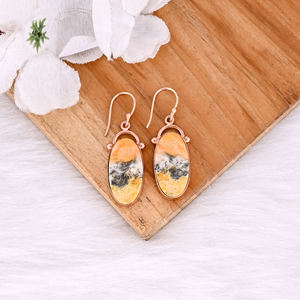 Pendientes de diseño hechos a mano de jaspe de abejorro de Latón chapado en oro rosa, regalos de Navidad, joyería, Pendientes colgantes, pendientes de jaspe - Product Image 5