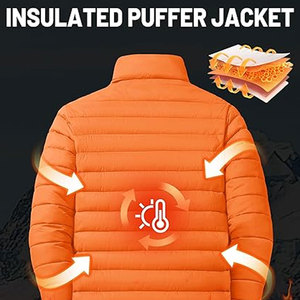 Veste matelassée ample pour homme, légère et isolée, pour le travail, le ski, la randonnée, personnalisation de la marque OEM, design de couleur personnalisé, écologique - Product Image 3