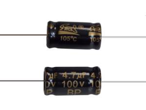High quality of BI-polar <b>Double</b> <b>ended</b> sealed Axial Aluminum Electrolytic Capacitor <b>Leads</b> 4.7uF 100V for loudspeakers use - Product Image 3