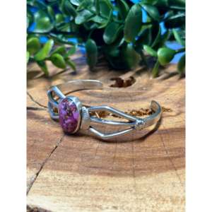Navajo Made Pink Mohave Turquoise & Sterling Silver Cuff Bracelet - Product Image 4