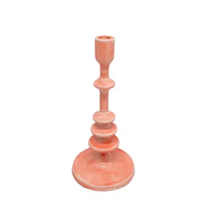 Suporte de vela em alumínio cor esmalte laranja castiçal para decoração de mesa de jantar peças centrais