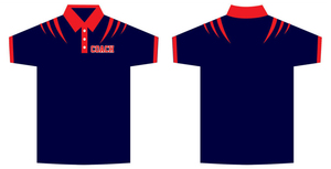 Maillot d'entraîneur de football américain personnalisé imprimé par sublimation, rayures bleu marine et rouge, 100 % polyester respirant, évacuation de l'humidité pour l'été - Product Image 2