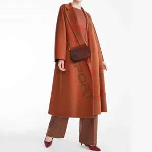 Mantel Wol Panjang Wanita, Logo Kustom Gaya Baru Mantel Wol untuk Wanita Jaket Wol Berkualitas Tinggi Lengan Penuh Hadiah Bagus