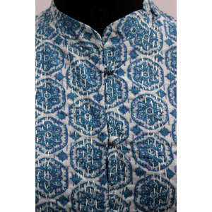 Women's Blue <b>Kantha</b> Stitch Cotton <b>Jacket</b> Printed Reversible Bomber Patchwork Decoration Lightweight Breathable for Summer Wear - Product Image 2