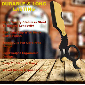 Navaja de Afeitar Clásica Premium de Hoja Recta para Afeitado al Ras - Calidad de Salón, Navaja de Afeitar para Hombres, Corte de Barba, Navaja de Dedo - Product Image 3