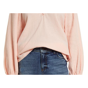 Top in Seersucker Rosa Chintz con Maniche Raglan Piccole, Stile Vintage Y2K, Vestibilità Ampia, in Lino Traspirante, Taglie XS-XL, per Outwear Autunnale - Product Image 3