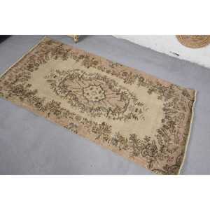 พรมขนาด 3.1x6 ฟุต, พรมตุรกีโบราณ, พรมขนสัตว์สีน้ำตาลเบจ - Product Image 4