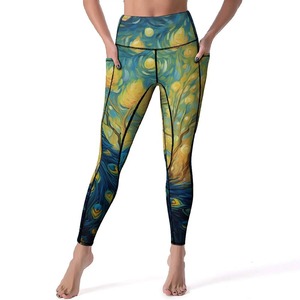 Cloocl กางเกงเลกกิ้ง Y2k ผู้หญิง, กางเกงฟิตเนสขายาวถึงข้อเท้าทรงเรขาคณิตพิมพ์ลายกราฟฟิตี - Product Image 4