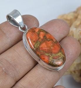 ทองแดงสีแดง Turquoise 925 เงินสเตอร์ลิงจี้ Handmade เครื่องประดับรูปไข่จี้ของขวัญวันเกิด - Product Image 2