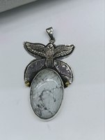 Pendentif artisanal en argent sterling 925 avec turquoise, motif animal (Aigle, Loup, Lion), pierre naturelle, collier moderne, chaîne de 65 cm, ensemble de 5 cm