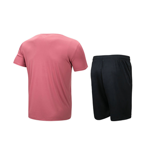 Costume de sport pour hommes à séchage rapide été nouveaux hommes deux pièces ensemble décontracté col rond T-Shirt mode survêtement à manches courtes - Product Image 5