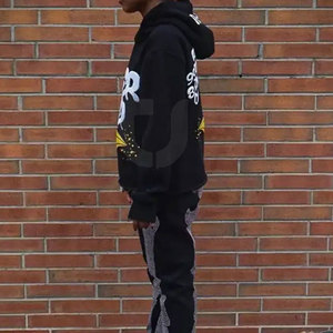 Sudaderas con Capucha de Algodón 100% para Hombre, Hechas en Pakistán, de Alta Calidad, Modernas, con Estampado Puff, 330g, Color en Contraste, Teñido Liso, Estilo Urbano - Product Image 3