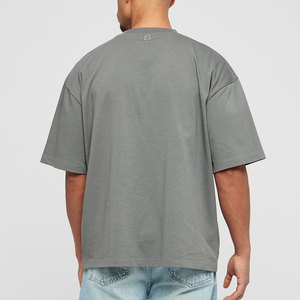 Camiseta informal básica de algodón 100% con cuello redondo de gran tamaño para hombre, ropa de calle, producto OEM de alta calidad 2025, venta al por mayor - Product Image 6