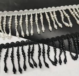 Teardrop Pearls Beaded Tassel Trim Dangling <b>Fringe</b> Beaded Trim in Cream <b>Dress</b> Home Decor Doll <b>Dress</b> Costumes Curtain - Product Image 2
