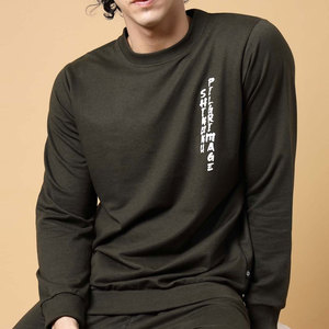Ensemble de survêtement en coton noir pour homme, col rond, manches longues, taille élastique, coupe décontractée, imprimé lettres, idéal pour l'automne - Product Image 5