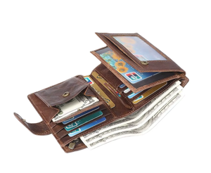 Custom Black Men's <b>RFID</b> Cowhide Leather <b>Wallet</b> Short Slim Design with Zipper Coin Pouch Factory Wholesale Price - Product Image 1