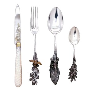 Cubiertos con mango de diseño de hojas, ideales para vajilla de comedor elegante, uso de fiesta de regalo, juego plateado de 2 cucharas - Product Image 2